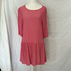 Cooperative Ladies Red and White Floral Half Sleeved Dress Sz S
